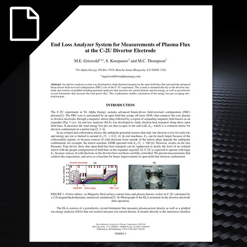 End loss analyzer system for measurements of plasma flux at the C-2U divertor electrode