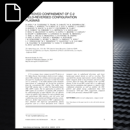 Improved Confinement of C-2 Field Reversed Configuration Plasmas